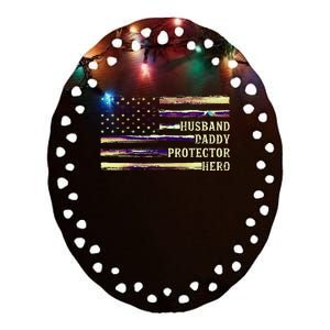 Husband Daddy Protector Hero FatherS Day Dad Ceramic Oval Ornament