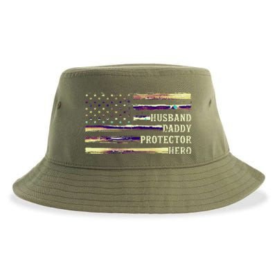 Husband Daddy Protector Hero FatherS Day Dad Sustainable Bucket Hat