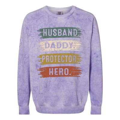 Husband Daddy Protector Hero, Father's Day Colorblast Crewneck Sweatshirt