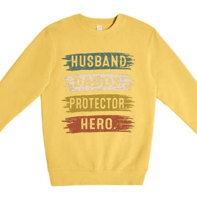 Husband Daddy Protector Hero, Father's Day Premium Crewneck Sweatshirt