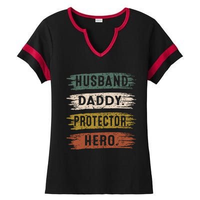 Husband Daddy Protector Hero, Father's Day Ladies Halftime Notch Neck Tee