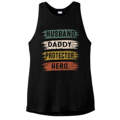 Husband Daddy Protector Hero, Father's Day Ladies PosiCharge Tri-Blend Wicking Tank