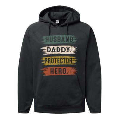 Husband Daddy Protector Hero, Father's Day Performance Fleece Hoodie