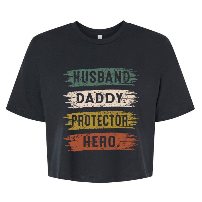 Husband Daddy Protector Hero, Father's Day Bella+Canvas Jersey Crop Tee