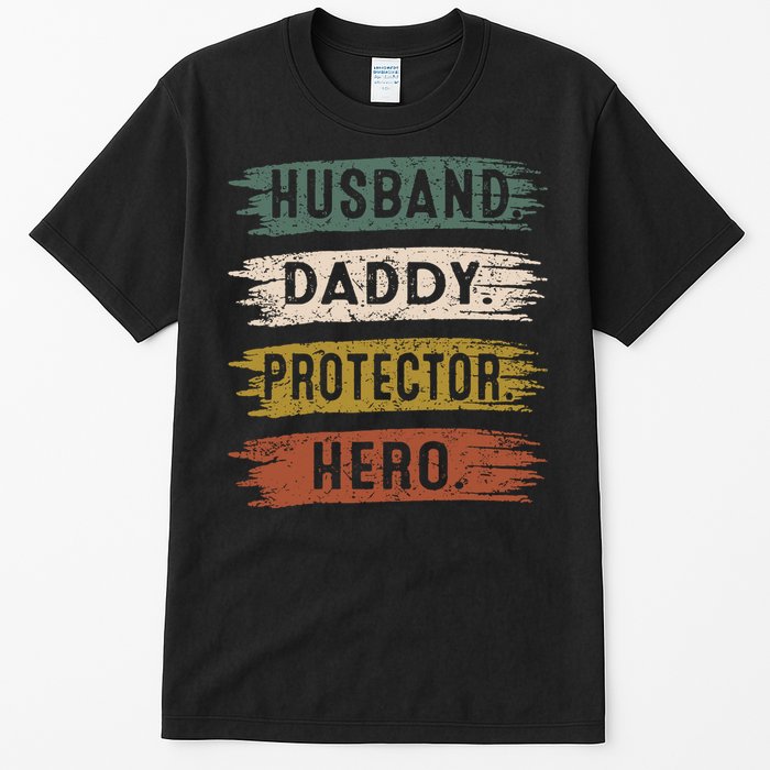 Husband Daddy Protector Hero, Father's Day Tall T-Shirt