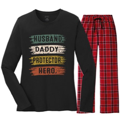 Husband Daddy Protector Hero, Father's Day Women's Long Sleeve Flannel Pajama Set 