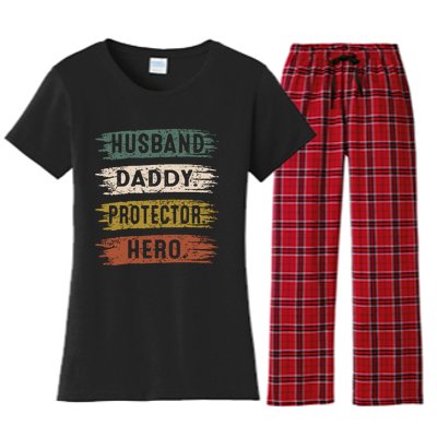 Husband Daddy Protector Hero, Father's Day Women's Flannel Pajama Set