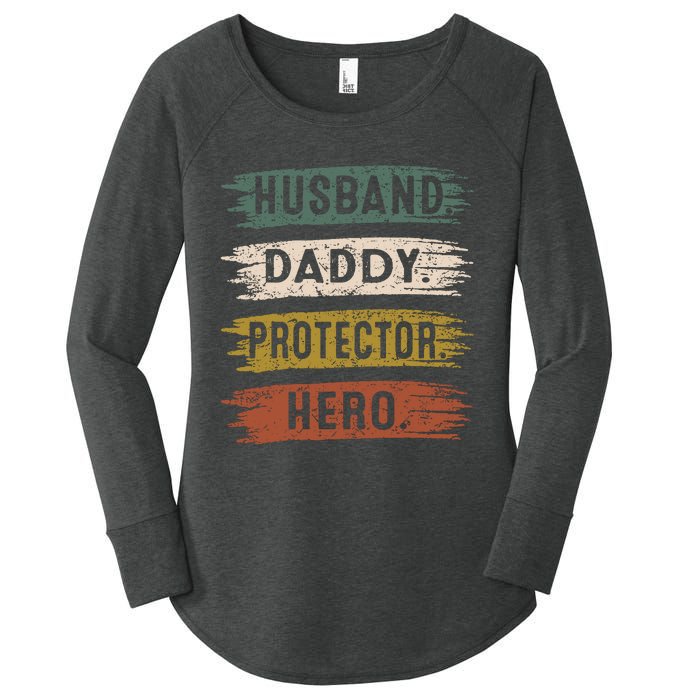 Husband Daddy Protector Hero, Father's Day Women's Perfect Tri Tunic Long Sleeve Shirt