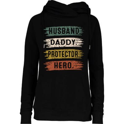 Husband Daddy Protector Hero, Father's Day Womens Funnel Neck Pullover Hood