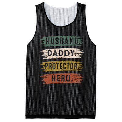 Husband Daddy Protector Hero, Father's Day Mesh Reversible Basketball Jersey Tank