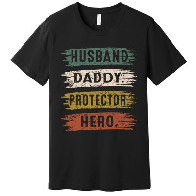 Husband Daddy Protector Hero, Father's Day Premium T-Shirt