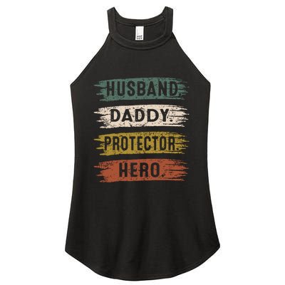 Husband Daddy Protector Hero, Father's Day Women's Perfect Tri Rocker Tank