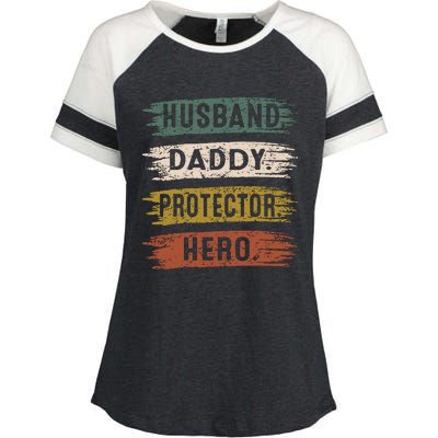 Husband Daddy Protector Hero, Father's Day Enza Ladies Jersey Colorblock Tee