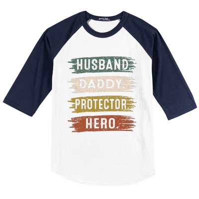 Husband Daddy Protector Hero, Father's Day Baseball Sleeve Shirt