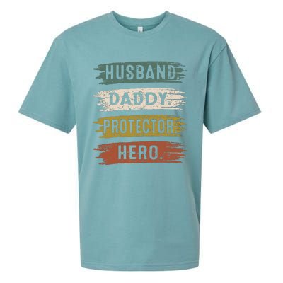 Husband Daddy Protector Hero, Father's Day Sueded Cloud Jersey T-Shirt