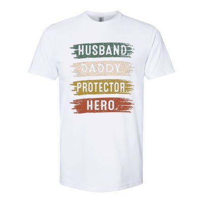 Husband Daddy Protector Hero, Father's Day Softstyle CVC T-Shirt