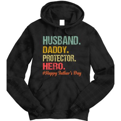 Husband Daddy Protector Hero Happy Fathers Day Dad Tie Dye Hoodie