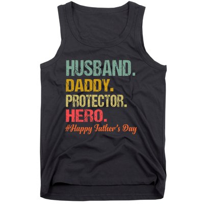 Husband Daddy Protector Hero Happy Fathers Day Dad Tank Top