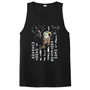 Husband Daddy Protector Hero Fathers Day American Flag PosiCharge Competitor Tank