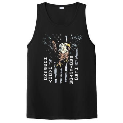 Husband Daddy Protector Hero Fathers Day American Flag PosiCharge Competitor Tank