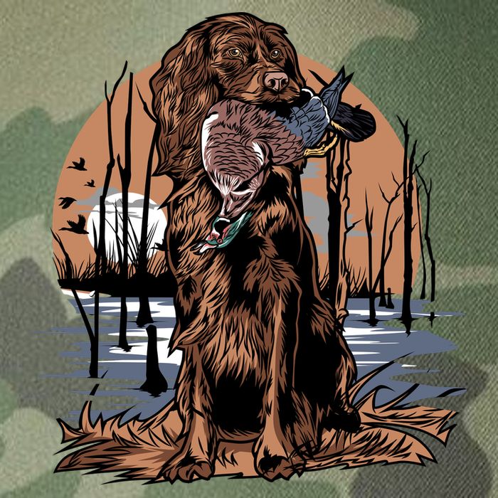 Hunting Dog Retrieving Duck Swamp Scene Legacy Tie Dye Trucker Hat