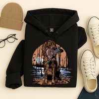 Hunting Dog Retrieving Duck Swamp Scene Hoodie