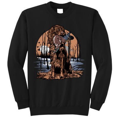 Hunting Dog Retrieving Duck Swamp Scene Sweatshirt