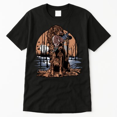 Hunting Dog Retrieving Duck Swamp Scene Tall T-Shirt