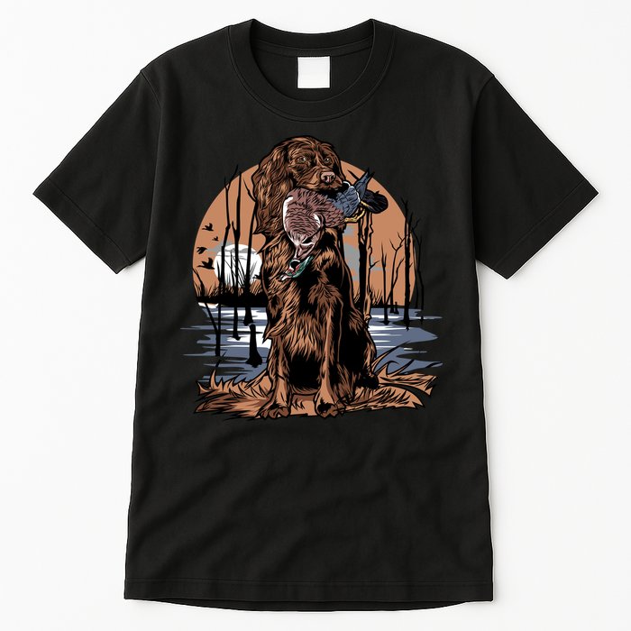 Hunting Dog Retrieving Duck Swamp Scene Tall T-Shirt