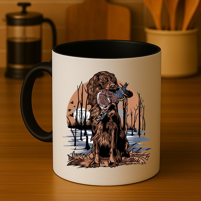 Hunting Dog Retrieving Duck Swamp Scene Mug