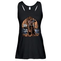 Hunting Dog Retrieving Duck Swamp Scene Ladies Essential Flowy Tank