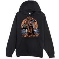 Hunting Dog Retrieving Duck Swamp Scene Premium Pullover Hoodie