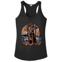 Hunting Dog Retrieving Duck Swamp Scene Ladies PosiCharge Competitor Racerback Tank