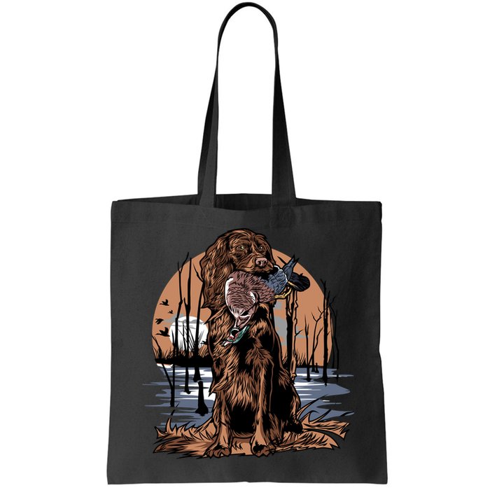 Hunting Dog Retrieving Duck Swamp Scene Bag