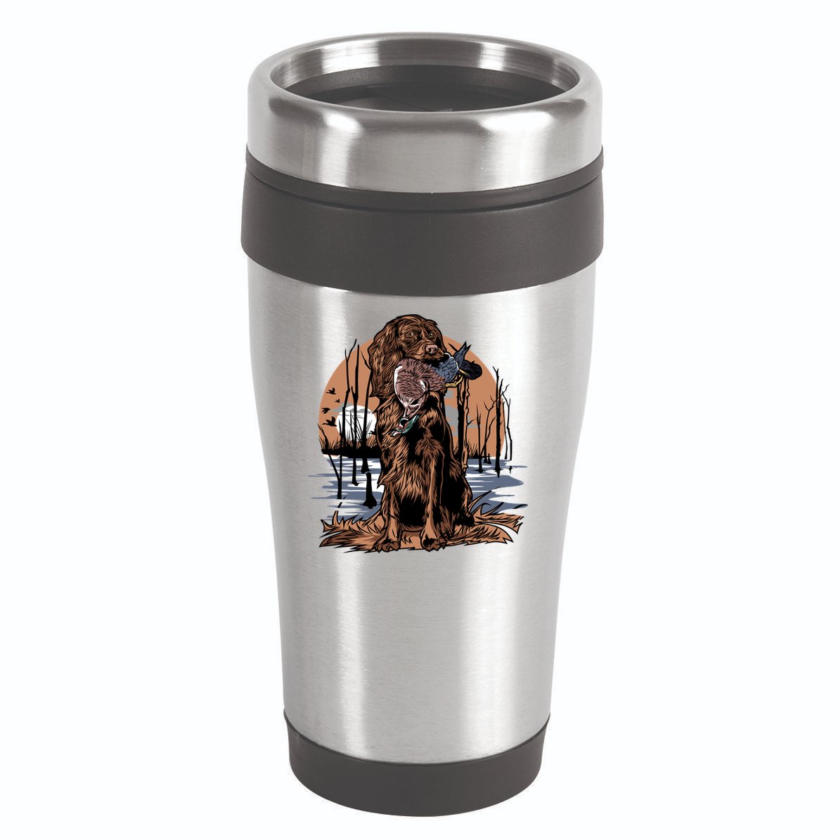 Hunting Dog Retrieving Duck Swamp Scene 16oz Travel Tumbler