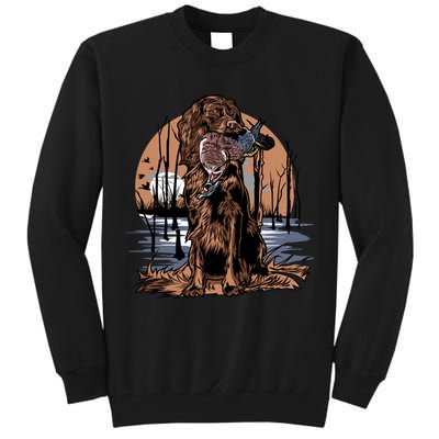 Hunting Dog Retrieving Duck Swamp Scene Tall Sweatshirt