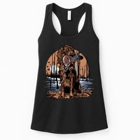Hunting Dog Retrieving Duck Swamp Scene Womens Tank Top