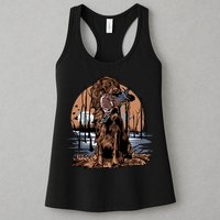 Hunting Dog Retrieving Duck Swamp Scene Womens Tank Top