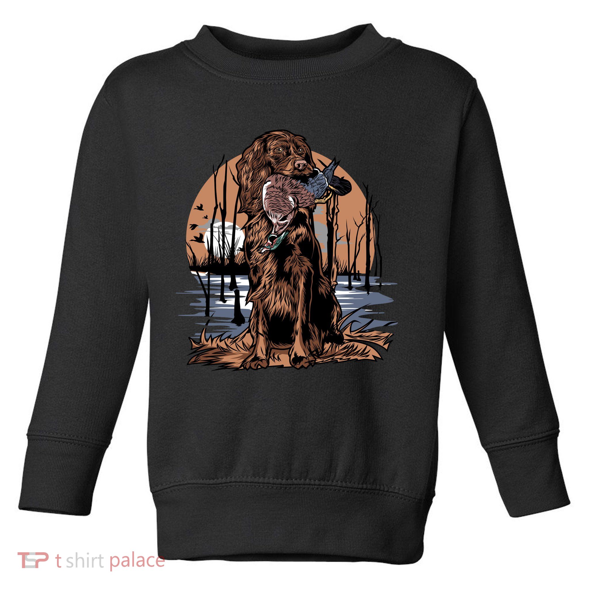 Hunting Dog Retrieving Duck Swamp Scene Toddler Sweatshirt
