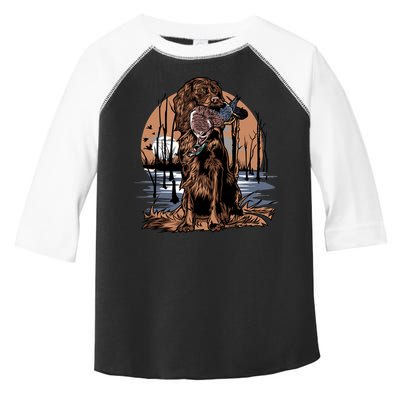 Hunting Dog Retrieving Duck Swamp Scene Toddler Fine Jersey T-Shirt