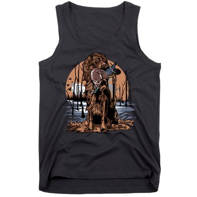 Hunting Dog Retrieving Duck Swamp Scene Tank Top