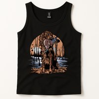 Hunting Dog Retrieving Duck Swamp Scene Tank Top