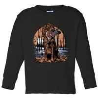 Hunting Dog Retrieving Duck Swamp Scene Toddler Long Sleeve Shirt