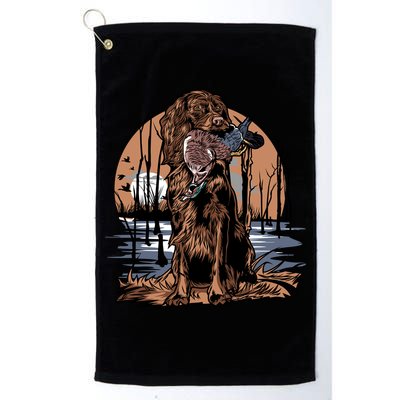 Hunting Dog Retrieving Duck Swamp Scene Golf Towel