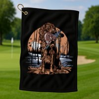 Hunting Dog Retrieving Duck Swamp Scene Golf Towel