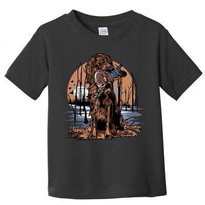 Hunting Dog Retrieving Duck Swamp Scene Toddler T-Shirt