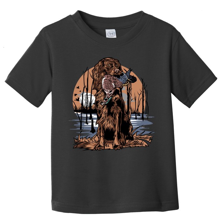 Hunting Dog Retrieving Duck Swamp Scene Toddler T-Shirt