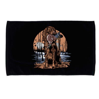 Hunting Dog Retrieving Duck Swamp Scene Microfiber Hand Towel