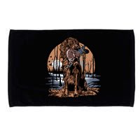 Hunting Dog Retrieving Duck Swamp Scene Microfiber Hand Towel