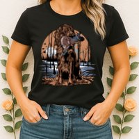 Hunting Dog Retrieving Duck Swamp Scene Womens T-Shirt